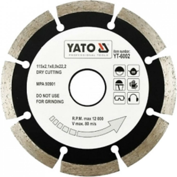 Отрезной алмазный диск для сухой резки YATO YT-6002 2077821